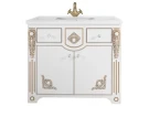 Тумба Версаль 95 напольный, патина золото, белая Vodok с раковиной в комплекте