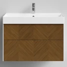 Тумба Катарини, 85 подвесной, Дуб цвет 5 Vodok с раковиной в комплекте