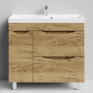 Тумба Лайт 90 напольный, Дуб Тортуга ПВХ 2357-43, 2 ящика, 1 дверь слева Vodok с раковиной в комплекте Тумба Лайт 90 напольный, Дуб Тортуга ПВХ 2357-43, 2 ящика, 1 дверь слева Vodok с раковиной в комплекте