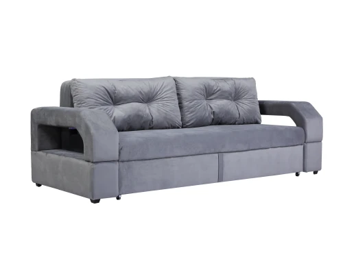 Диван еврокнижка Манчестер с подсветкой 160 велюр серый