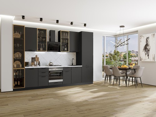 Кухонный гарнитур Фрейм-06 Stormy Silk-Graphite