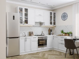 Угловая модульная кухня Сканди-04 White Silkwood Белый 2340*2650/1590*600