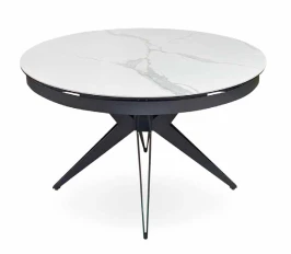 Стол DikLine KW120 керамика белый мрамор C11 глянец/опоры черные (2 уп)