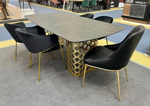 Стол CHIAVARI 220 KL-116 Черный мрамор матовый, итальянская керамика / бронзовый, ®DISAUR