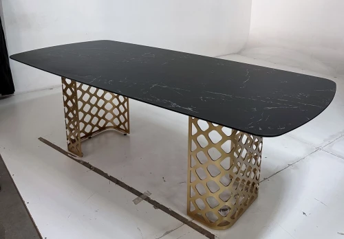 Стол CHIAVARI 220 KL-116 Черный мрамор матовый, итальянская керамика / бронзовый, ®DISAUR