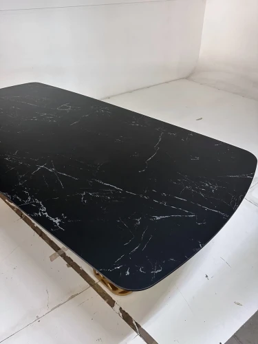 Стол CHIAVARI 220 KL-116 Черный мрамор матовый, итальянская керамика / бронзовый, ®DISAUR