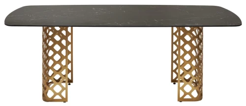 Стол CHIAVARI 220 KL-116 Черный мрамор матовый, итальянская керамика / бронзовый, ®DISAUR
