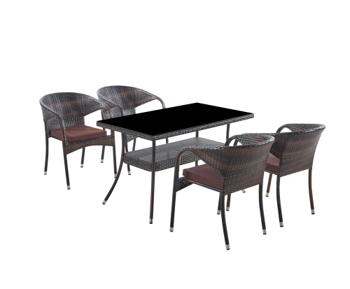 Комплект мебели из искусственного ротанг стол Рио и 4 кресла Греция Dark Brown