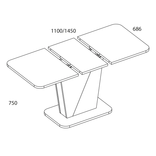 Ст 80.041 Стол обеденный "RICKY", корпус Бетон, Белый