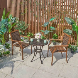 Кофейный набор мебели из искусственного ротанга стол Сорренто D.78 + 2 кресла Бамбук-3