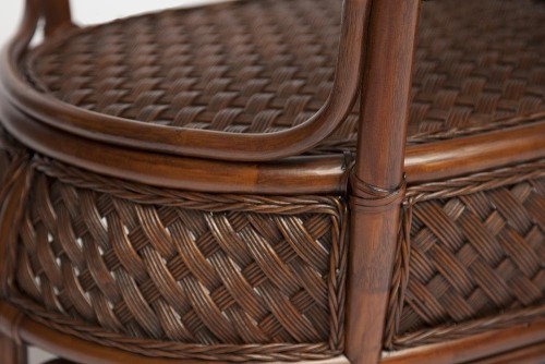 Комплект обеденный "ANDREA GRAND" (стол со стеклом+6 кресел+ подушки) Pecan Washed (античн. орех), Ткань рубчик, цвет кремовый