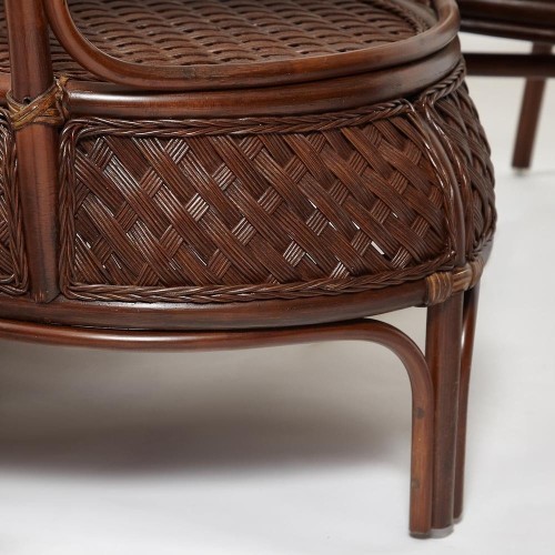 Комплект обеденный "ANDREA GRAND" (стол со стеклом+6 кресел+ подушки) Pecan Washed (античн. орех), Ткань рубчик, цвет кремовый