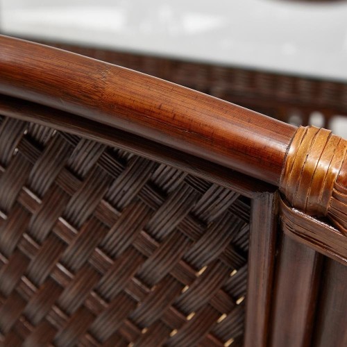 Комплект обеденный "ANDREA GRAND" (стол со стеклом+6 кресел+ подушки) Pecan Washed (античн. орех), Ткань рубчик, цвет кремовый