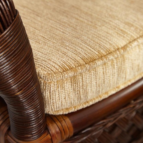 Комплект обеденный "ANDREA GRAND" (стол со стеклом+6 кресел+ подушки) Pecan Washed (античн. орех), Ткань рубчик, цвет кремовый