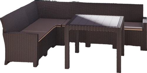 Комплект мебели под ротанг Калифорния “California“ с угловым диваном 240х188 см арт.80497-5П с подушками и столом 95х95 см