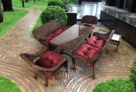 Комплект мебели Мэдисон (Medison) ЛЮКС 2 кресла + 2 дивана + стол + столик журнальный с подушками на сидение и спинку