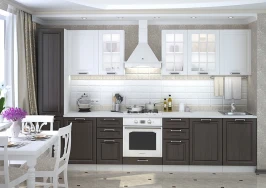 Кухонный гарнитур Прага 3300 Белое дерево/Венге премиум(синий) МДФ ПВХ прямой