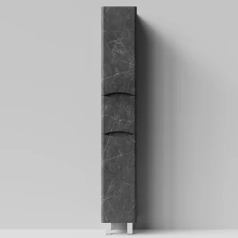 Пенал Адель 30 (1 ящик, 2 двери) напольный, Мрамор Графит софт тач ПВХ 4044-3, левый, бельевая корзина