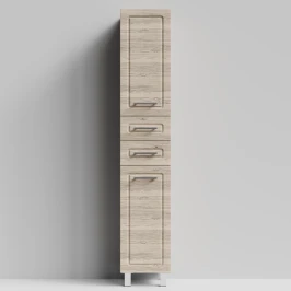 Пенал Арабеска 355 напольный, Дубослив ореховый светлый ПВХ 3445, правый, бельевая корзина