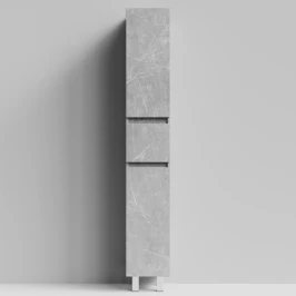 Пенал Бест 30 (2 двери, 1 ящик) напольный, Мрамор Белый софт тач 4044-2, правый, бельевая корзина