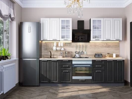 Готовый кухонный гарнитур Прага-01 Белое дерево/Венге Премиум