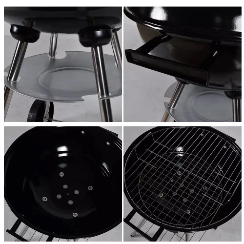 Угольный гриль барбекю портативный на колесиках Grill BBQ 51х44х77 см