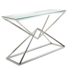 BS-1000 Консольный столик стеклянный 120*40*78, основание нержавеющая сталь хром