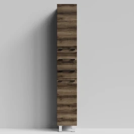 Пенал Мальта 30 напольный, Дуб крымский коричневый ПВХ 131005-9005, правый, бельевая корзина