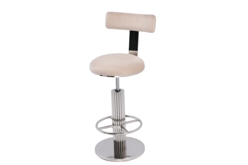 Стул барный Вивиан MC111-GR-3, светло-серый/глянцевое серебро