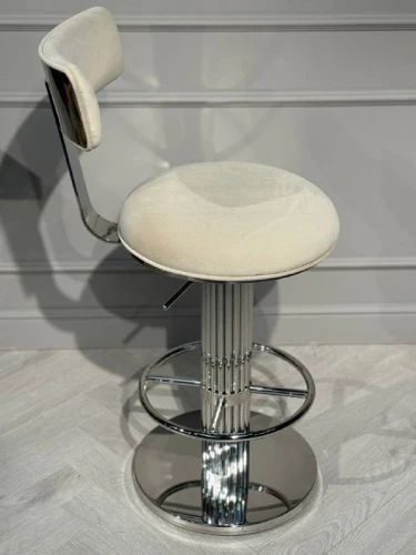 Стул барный Вивиан MC111-GR-3, светло-серый/глянцевое серебро