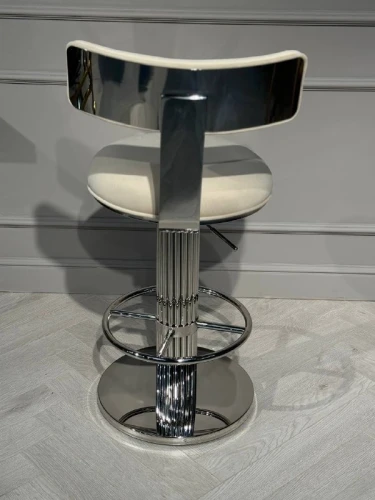 Стул барный Вивиан MC111-GR-3, светло-серый/глянцевое серебро