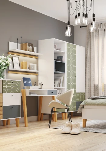 Комод 3 ящика с дверью STORY Овалы, Белый шёлк