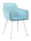 DC833 Стул мягкий с подлокотниками, АКВАМАРИН#G62-46 велюр, каркас металл белый