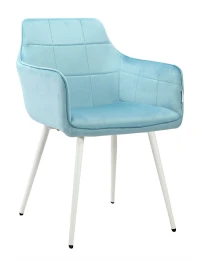 DC833 Стул мягкий с подлокотниками, АКВАМАРИН#G62-46 велюр, каркас металл белый DC833 Стул мягкий с подлокотниками, АКВАМАРИН#G62-46 велюр, каркас металл белый