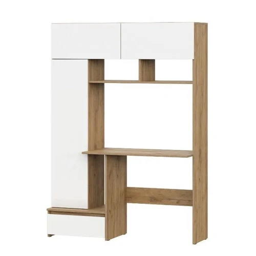 Стол компьютерный Некст 1, Дуб Золотой, Белый