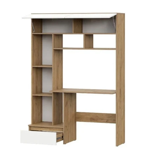 Стол компьютерный Некст 1, Дуб Золотой, Белый