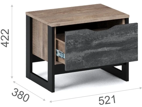Тумба «Стокгольм» 1ящ, Дуб гранж песочный/Железный камень