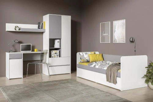 Торонто Шкаф для одежды 13.333 Белый PE шагрень, Стальной Серый