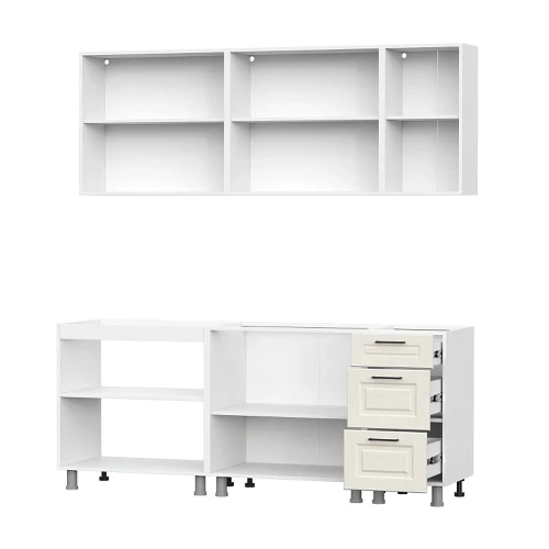 Готовая кухня Грейвуд (без столешницы), Белый, Дуб кремовый