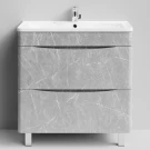 Тумба Адель 80 напольный, Мрамор Белый софт тач 4044-2 Vodok с раковиной в комплекте