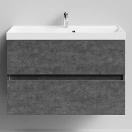 Тумба Бест 90  подвесной, Серый камень ПВХ 57806 Vodok с раковиной в комплекте