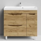 Тумба Лайт 90 напольный, Дуб Тортуга ПВХ 2357-43, 2 ящика, 1 дверь справа Vodok с раковиной в комплекте Тумба Лайт 90 напольный, Дуб Тортуга ПВХ 2357-43, 2 ящика, 1 дверь справа Vodok с раковиной в комплекте