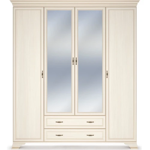 Шкаф Сиена 4дв с зеркалом, бежевый