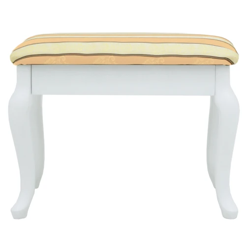 Банкетка Ретро с ящиком белый, ткань полоса бежевый