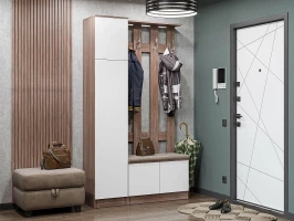 Прихожая Холл-02 Silky White Ясень шимо темный