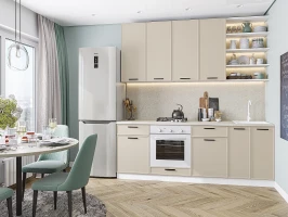 Прямая модульная кухня Фрейм-02 Cream Silk Белый 2340*2200*600