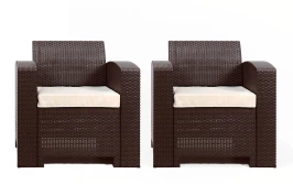 Раттан Премиум / Rattan Premium, комплект из 2-х кресел в цвете венге с подушками