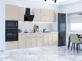 Прямая модульная кухня Квадро-01 Кашемир Белый 2140*3000*600