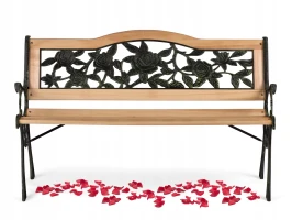 Уличная чугунная скамейка Садовая роза (Garden rose), чугун, лакированный тополь