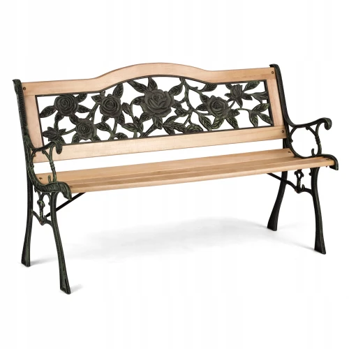 Уличная чугунная скамейка Садовая роза (Garden rose), чугун, лакированный тополь